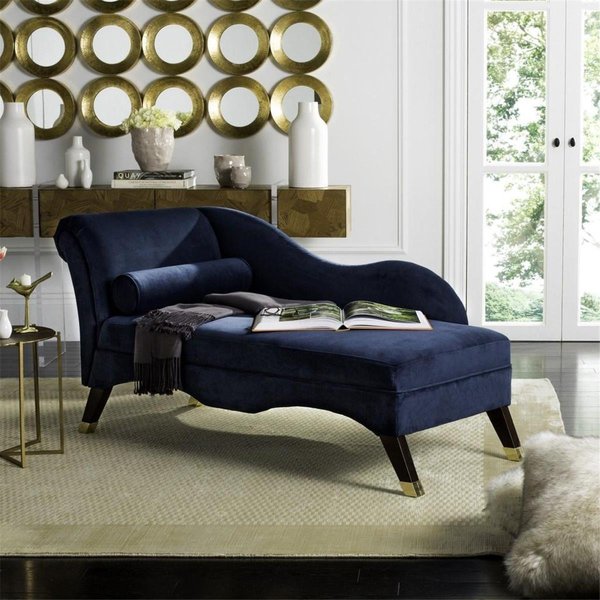 Safavieh Caiden Vevlet Chaise with Pillow, Navy FOX6284A
